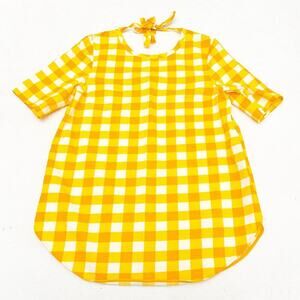 COS Plaid Gingham Yellow Short Sleeve Cotton Top Size M / 40